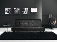DIVANO LETTO 3 POSTI RECLINABILE ECOPELLE NERO DOPPIO 180x97 SOFA' SALOTTO ITALI