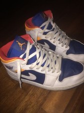 Air Jordan 1 Mid White Laser Orange Deep Royal Blue