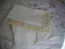 Lenzuola matrimoniali (coppia) vintage con merletto puro cotone nuovo