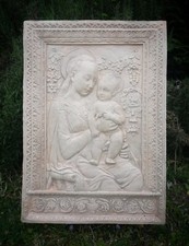 MADONNA COL BAMBINO ANTONIO ROSSELLINO TERRACOTTA ANTICATA PATINATA CM 53x38 