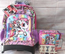 TOKIDOKI Kit: ZAINO TROLLEY STACCABILE new 3 RUOTE + ASTUCCIO 3 ZIP RIEMPITO