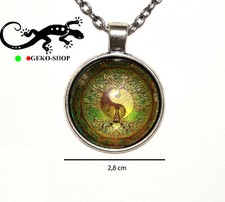 COLLANA CIONDOLO MANDALA TAO TIBETANO CATENINA YIN YANG TIBET IN ACCIAIO E VETRO