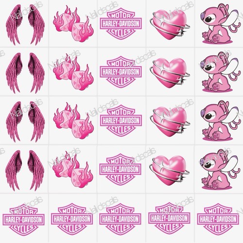 Decalcomanie unghie moto rosa - unghie,