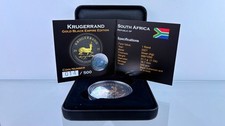 Moneta argento 1 oz .999 GBE rutenio KRUGERRAND 2021 -dorata- CoA #014 of 500 -ST-