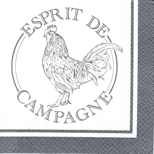 Serviettes papier poule coq - en,
