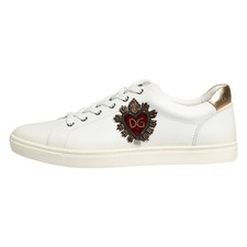 DOLCE & GABBANA Scarpe Sneakers Uomo Bianco Cuore Impreziosito EU45/US12 620usd