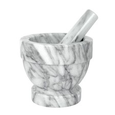 Mortaio in marmo bianco con