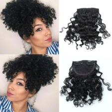 Clip In 100% Capelli Umani Ricci Bangs Clip On Capelli Ricci Estensioni Frange