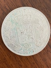 Belgio Leopold II 5 Franchi 1873 argento 0.900 Alta Conservazione
