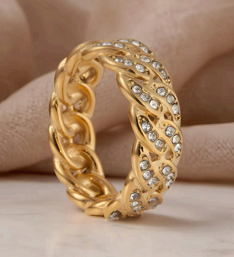 Anello maglia cubana acciaio