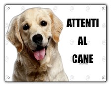 Cartello Attenti al cane Golden Retriever  metallo pvc targa