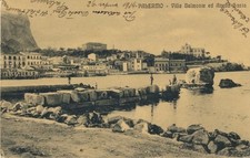 Sicilia Cartolina Paesaggistica Palermo Villa Belmonte Viaggiata Anno 1914