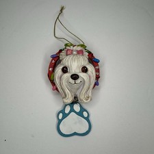 Decorazione natalizia dipinta a mano cane maltese non firmata