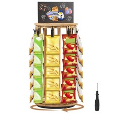 Chip Rack Display Stand, 5 Tiers 40 Clips Snack Organizer Holder, 360° Rotati...