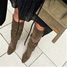 ZARA KHAKI BROWN SPLIT SUEDE