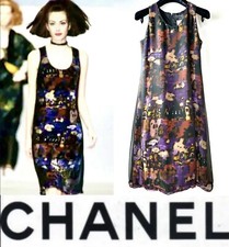 Abito da festa Chanel vintage 1997 nero rosso perline velluto 34 36 38 2 4 6 vintage 97 S M