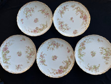 5 piatti deserto Haviland France Limoges doppio bordo oro bordo smerlato 7,5"