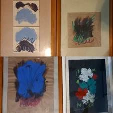 Salvatore Emblema  Lotto di 4 quadri opere firmate su carta formati diversi