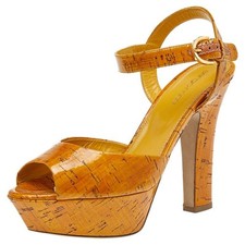 Sandali con plateau in pelle