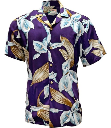 Camicia hawaiana viola - , calla