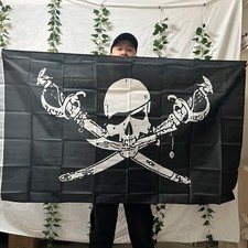 Bandiera Pirata Jolly Roger Teschio Ossa 90x150cm ★ Brethren Costa ★ Decorazione