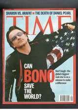 BONO Vox U2 solo Cover TIME  1 pagina originale da collezione 2002 March 4