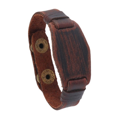 Bracciale pelle marrone con - bracciale, in