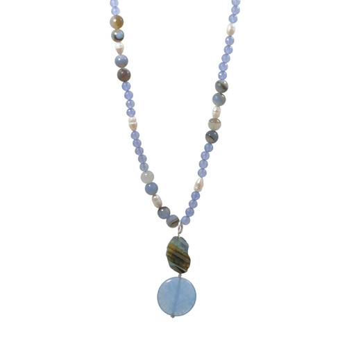 Collana lunga fiume pietre - collana,