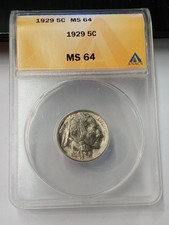 1929 BUFALO NICHEL ANACS MS64