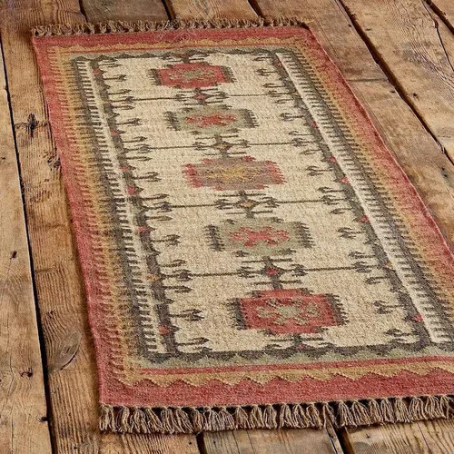 Tappeto iuta lana kilim - , fatto