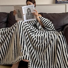 Coperta a righe peluche