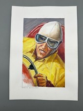 BOZZETTO DIPINTO TEMPERE TAZIO NUVOLARI PILOTA AUTOMOBILISMO