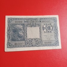 Vecchia Banconota Regno D Italia 10 Lire Giove 23.11.1944 Bel Bb Lotto A 53 