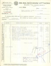 1958 MILANO Giovanni VITTADINI Apparecchi scientifici *Fattura dattiloscritta