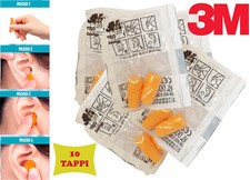 5 PAIA TAPPI ORECCHIE DORMIRE 10 TAPPI 3M 1100 ANTIRUMORE 35dB LAVORO STUDIARE