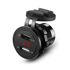 Caricabatteria per Auto 12V/24V 4.2A Doppia Presa USB per Accendisigari per Moto
