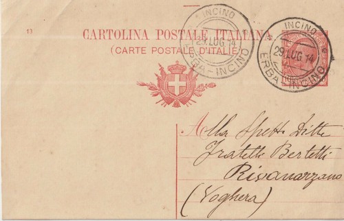 1914 intero postale erba - intero, da