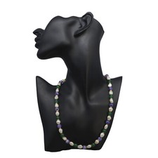 collana corta girocollo perle bianche pietre  agata verdi viola bijoux regalo