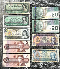 Lotto di 9 banconote canadesi