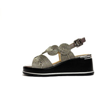 KEYS SCARPE DONNA SANDALI CON ZEPPA MEDIA COMFORT IN RAFFIA K-11002 PIOMBO