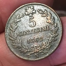 REGNO D'ITALIA - VITTORIO EMANUELE II° - RARA MONETA DA 5 CENTESIMI - 1862 - N