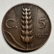 1922 Italy 5 Centesimi -
