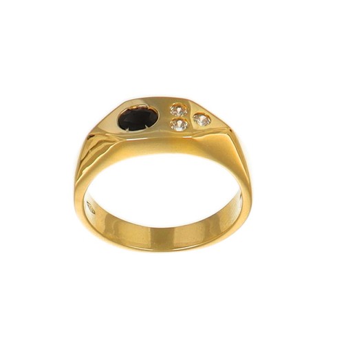 Anello oro giallo con zirconi - giallo,