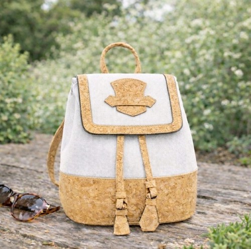 Natural cork mini backpack - natural,