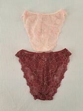 PEACH TREE Set 2 paia slip mutande pizzo rosa bordo` donna ragazza taglia 1 / 2