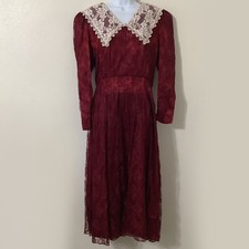 Abito Gunne Sax vintage anni 80 vittoriano gotico prateria cottagecore pizzo colletto 9