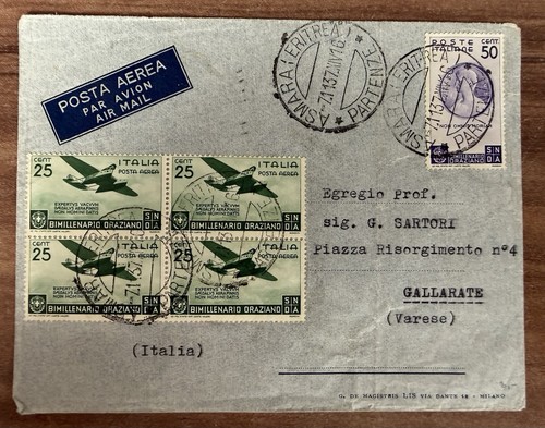 Eritrea 1937 fdc - ⁠eritrea,