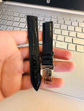 Cinturino orologio Longines 18 mm in pelle nera con chiusura deployante