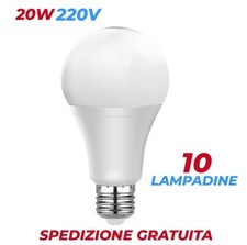 10 Lampadine Lampada 20W sfera LED attacco E 27 luce Fredda 6500K Promo Pack X10