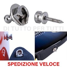 STRAP LOCK per chitarra basso anti-caduta Blocco SICUREZZA cinghia argento (1Pz)